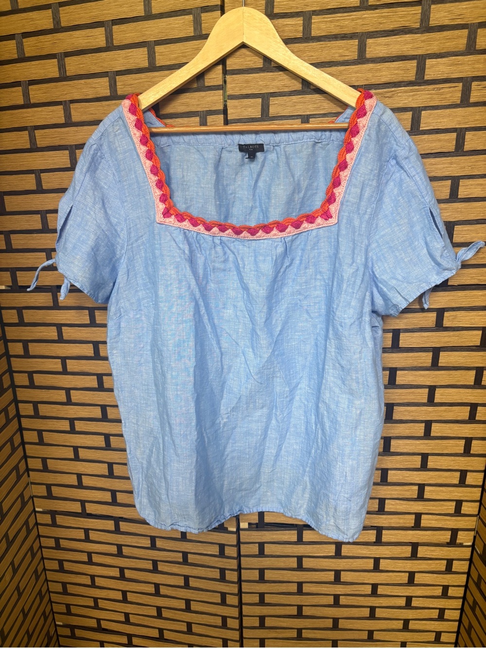 Talbots chambray tie sleeve top size 2X